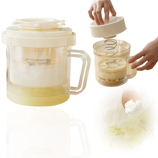White Plastic Yogurt Press Filter - Reusable Greek Yogurt Maker with Lid for Draining Whey, Cheese Making & Coconut Milk (1 Unit)