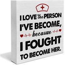 Zomyto 5"x5" Nurse Wood Box Sign Decor Desk Sign Nursing Gifts I Love the Person Wooden Box Block Sign Rustic Home Graduation Party Decoration RN Grad Gift