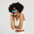 thumbnail image 4 of OhO sunshine Gafas de seguridad, gafas Bluetooth sobre la oreja con micrófono integrado para escuchar música y llamadas telefónicas, tecnología UV400 con bloqueo de luz azul (Black - Blue Lens), 4 of 5
