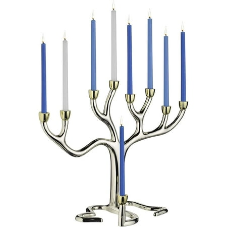 Rite Lite Large Tree of Life TM Hanukkah Menorah - Silver Plated with Gold 10.75 Inches Tall Chanukah Menorah