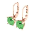 thumbnail image 2 of 3 ct Lever-Back Drop Dangle Earrings for Women | 7.5mm Round Cut Simulated Green Diamond | 18K Rose Gold, 2 of 5