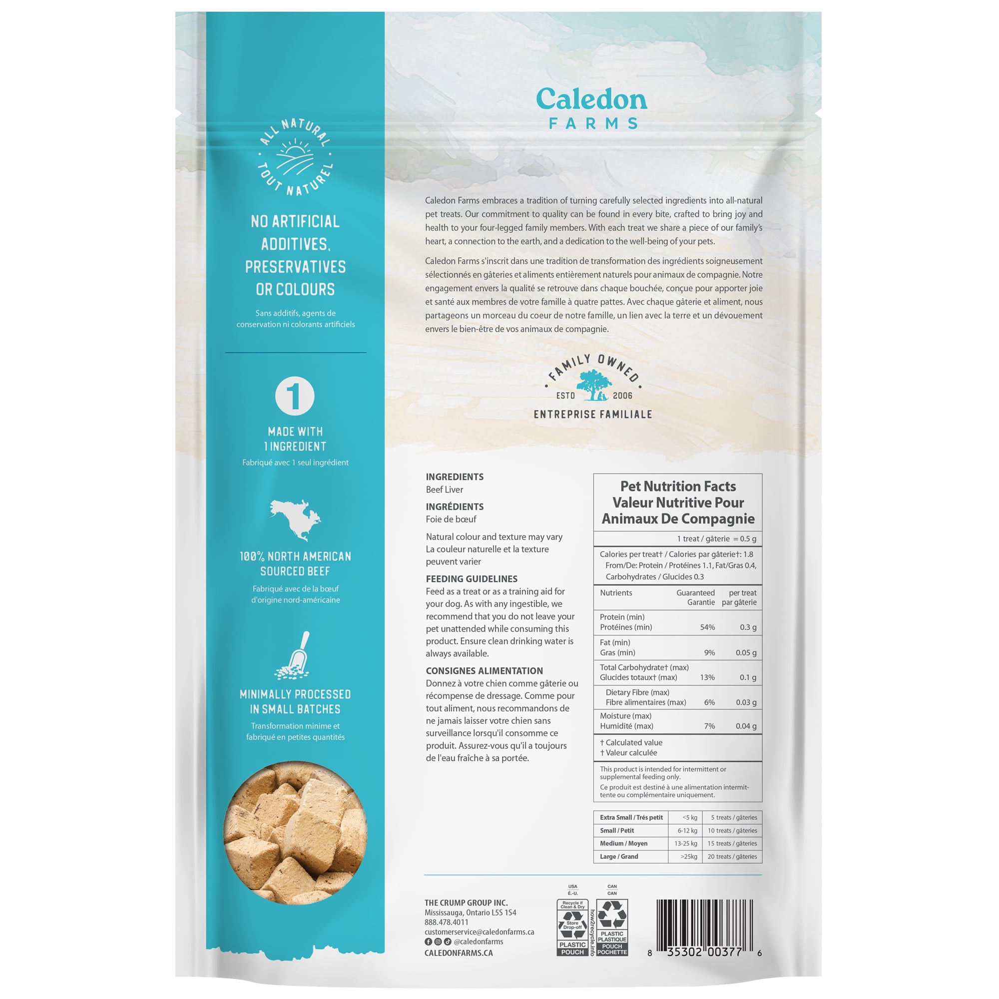 Caledon Farms Beef Liver Bites Value pack 355 Grams, Dog Treats, 355g