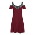 thumbnail image 4 of Admvng Sundresses for Women V-Neck Off The Shoulder Sexy Printed Sundress Summer Short Sleeved Dress S-5XL, 4 of 6
