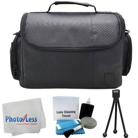 Deluxe Soft Padded Medium Bag For Digital SLR Camera Lens & Video accessories Case for Canon EOS Rebel SL1 T2i T3 T3i T4i T5i 70D 60D 50D 7D 6D 5D Mark III (Black) + Camera Lens Cleaning