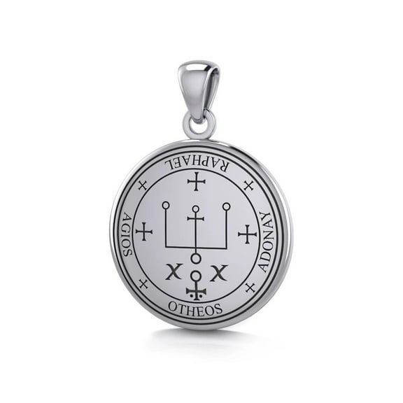 Small Sigil of Archangel Raphael 925 Sterling Silver Pendant Fine Saint Jewelry
