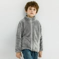 thumbnail image 3 of MHZLDYZ Toddler Boys Girls Fleece Full-Zip Jacket Long Sleeve Winter Solid Color Zippered Coat Jacket Thicken Warm Kids Girls Sherpa Coat Outwear (Gray,150), 3 of 4