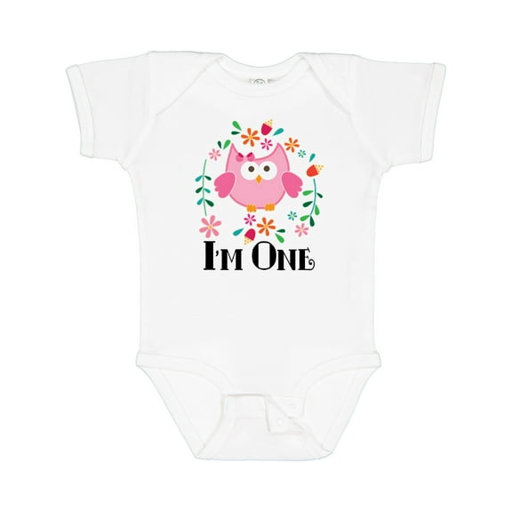 Inktastic First Birthday Owl 1 Year Old Girl Girls Baby Bodysuit