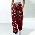 thumbnail image 2 of QATAINLAV Pajama Pants Women St. Patrick's Day Baggy Cinch Bottom Sweatpants Casual Drawstring Joggers Pant with Pockets, Wine, M, 2 of 6