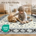 thumbnail image 4 of ODIKA 8'x10' Washable Area Rug Non-Slip Chair-Friendly Mat Oushak Medallion With Vintage Floral Scrollwork Ornamental Border for Dining Room, Large Office, Lounge, 4 of 7