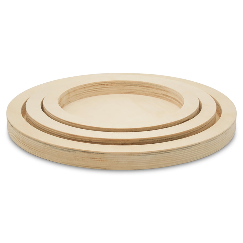Small Cradled Canvases, Set of 3 Nesting Trays, Unfinished Circle Wood Panels for Painting, Wood Signs, & Resin Art, by Woodpeckers