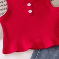 thumbnail image 4 of YuYuBao Toddler Girls Outfits Sets Summer Sleeveless Ribbed Vests Tops + Embroidery Cherry Denim Pants Outfits Children Girls Clothes, 3-4 Years, 4 of 8