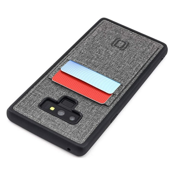 Dockem Galaxy Note 9 Luxe TPU Wallet Case; 2 Card Holder Slots, Soft TPU Black/Grey