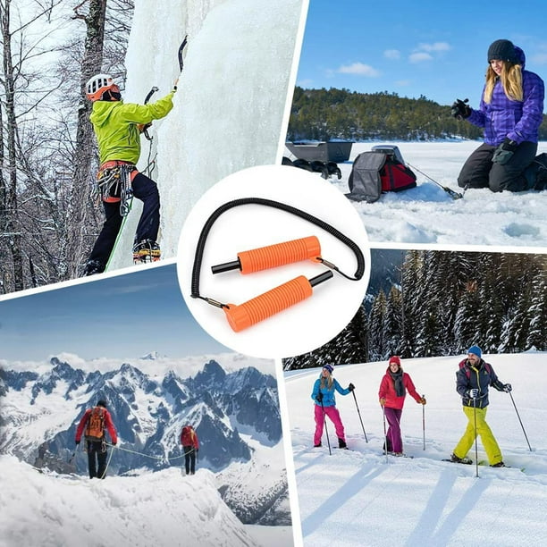 Retractable Ice Picks,Ice Fishing Safety Pick,Emergency Gear for Ice  Fishing Stainless Steel Orange Retractable Ice Awls for Outdoor Winter