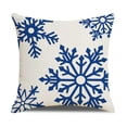 thumbnail image 4 of Fundas de cojín con temática navideña, 18 x 18, decoración navideña azul marino vibrante, tela de lino de algodón rústico suave, copo de nieve, funda de almohada de vacaciones para sofá cama, granja, JAMW Sencillez, 4 of 5