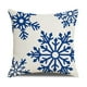 thumbnail image 4 of Fundas de cojín con temática navideña, 18 x 18, decoración navideña azul marino vibrante, tela de lino de algodón rústico suave, copo de nieve, funda de almohada de vacaciones para sofá cama, granja, JAMW Sencillez, 4 of 5
