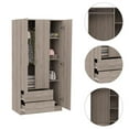 thumbnail image 2 of Atlin Designs Three-Door Modern Engineered Wood Bedroom Armoire in Walnut Gray, 2 of 11