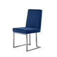 thumbnail image 5 of Chaises Latérales Simplistes en Velours Bleu Marine avec Base Chromée Argentée (Ensemble de 2), 5 of 5