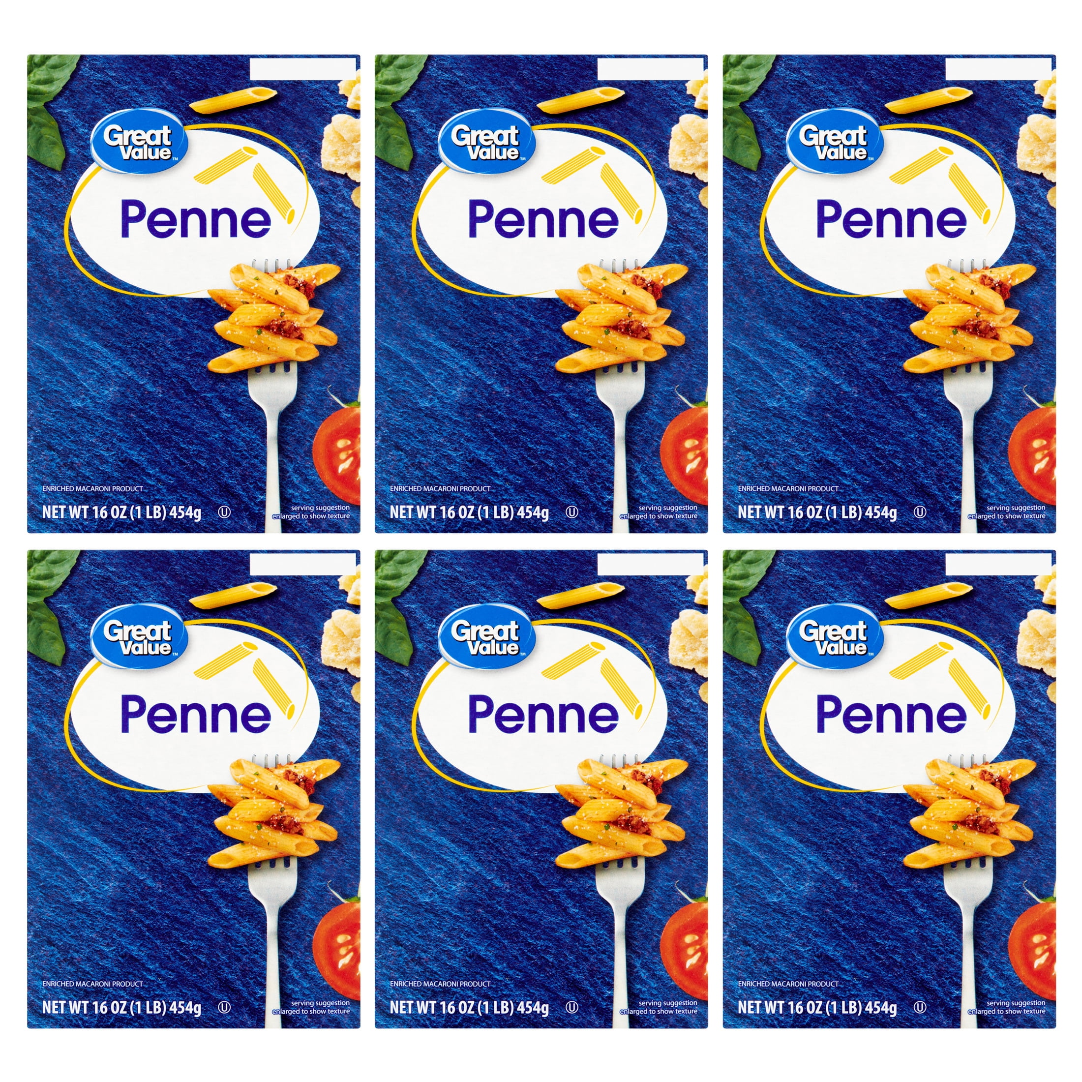 (6 pack) Great Value Penne Pasta, 16 oz