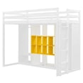 thumbnail image 6 of Harper & Bright Designs Twin Size Loft Bed with Wardrobe, Multifunctional Loft Beds Frame with Shelves and Cabinet for Bedroom, Yellow+White, 6 of 15