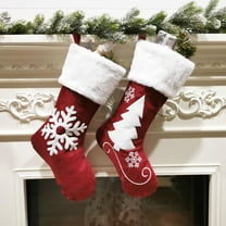 Xuniizn Christmas Stockings Bulk, Assorted Festive Xmas Stockings for Fireplace Mantel Decor, Traditional Holiday Ornaments, Christmas Decorations for Home, Cloth, White