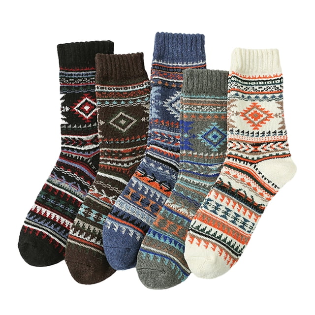 Laklulu 5 pares de calcetines de algodón, cálidos, gruesos, térmicos, para senderismo, para niños y niñas (recomendado para 12 años)