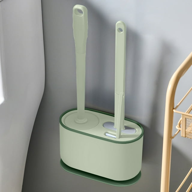 LSLJS Brosse pour Cuvette de Toilette et Support avec Brosse à 3 Types (Brosse Ronde en Silicone + Brosse Plate en Silicone + Brosse à Fente) Brosse pour Cuvette de Toilette Nettoie Chaque Coin de la Toilette, Brosse en Silicone