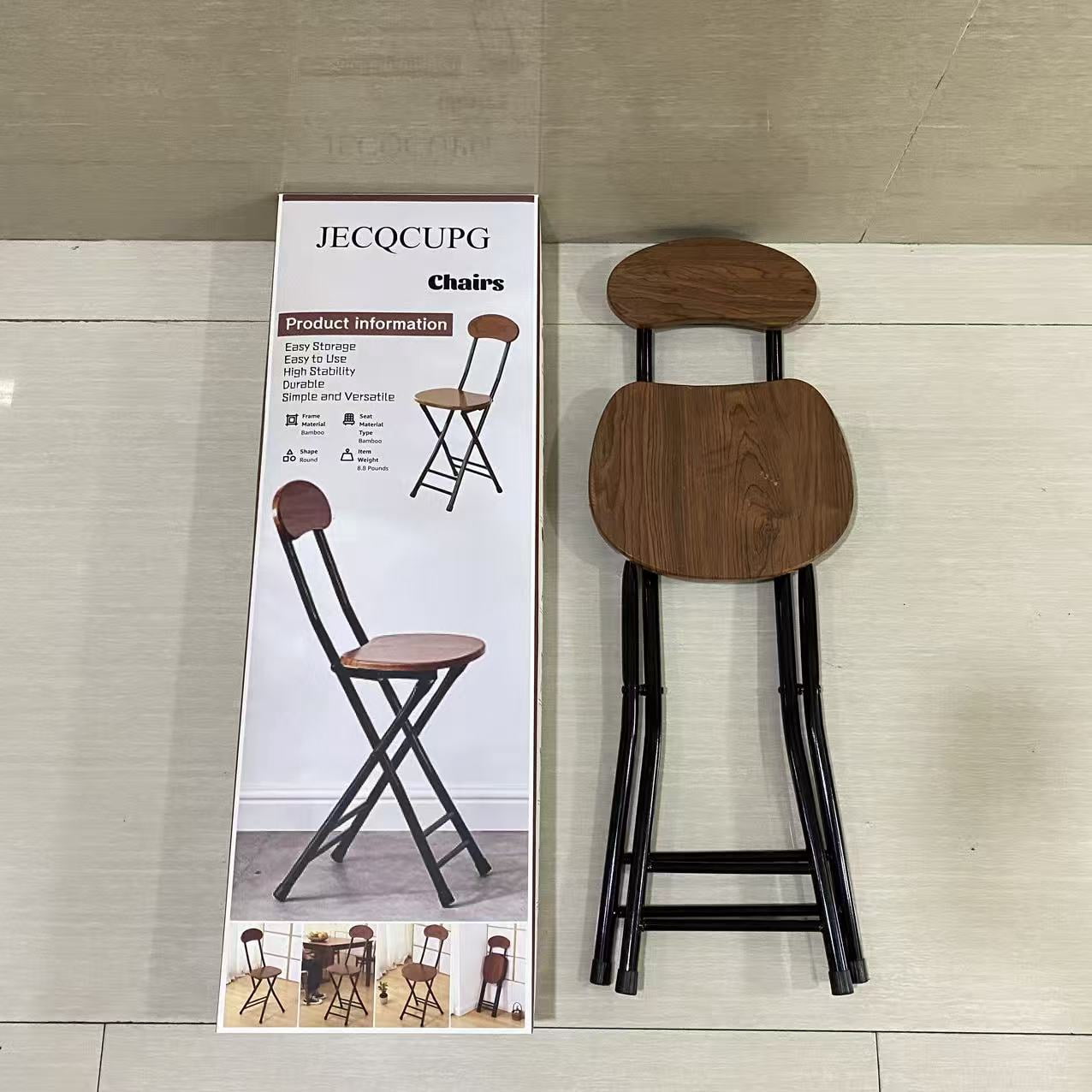 JECQCUPG chairs,Folding Bamboo Bar Stools, 24-inch Kitchen Counter Height Stools with Backrest, Portable Bar Chairs for Home Kitchen Island Breakfast, No Assembly, Natural