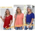 thumbnail image 6 of MOYIKO Women Summer Top V Neck Basic T Shirts Short Puff Sleeve Tee Casual Loose Everyday Wear Black T-Shirt Clothes Size L, 6 of 7