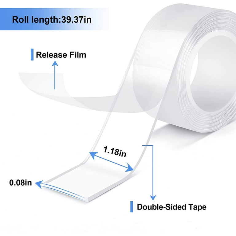 diynshop YRJV29W Nano Double Sided Tape-Strong Mounting Tape-Traceless  Washable Adhesive Invisible Gel Anti-Slip (1-3/16x9'(30mmx3m)