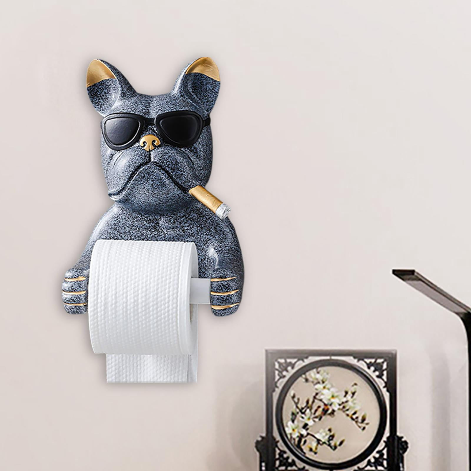 Fiocias Nordic Toilet Paper Holder Mounting Dog Sculpture Paper Rack Stand Organizer for Gray