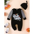 thumbnail image 2 of Wassery Baby Boys Halloween Outfits Pumpkin/Spider/Letter Print Romper Long Sleeve Jumpsuit Hat 3 6 9 12 18 Months Toddler Fall Clothes, 2 of 8