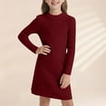 thumbnail image 2 of TBWNWG Girls Slim Fit Bodycon Dress Winter Warm Stretchy Turtleneck Long Sleeve Casual Outfit for Toddlers And Kids With Soft for Daily Wear Holiday Party,Sizes 8-9 Years, 2 of 5