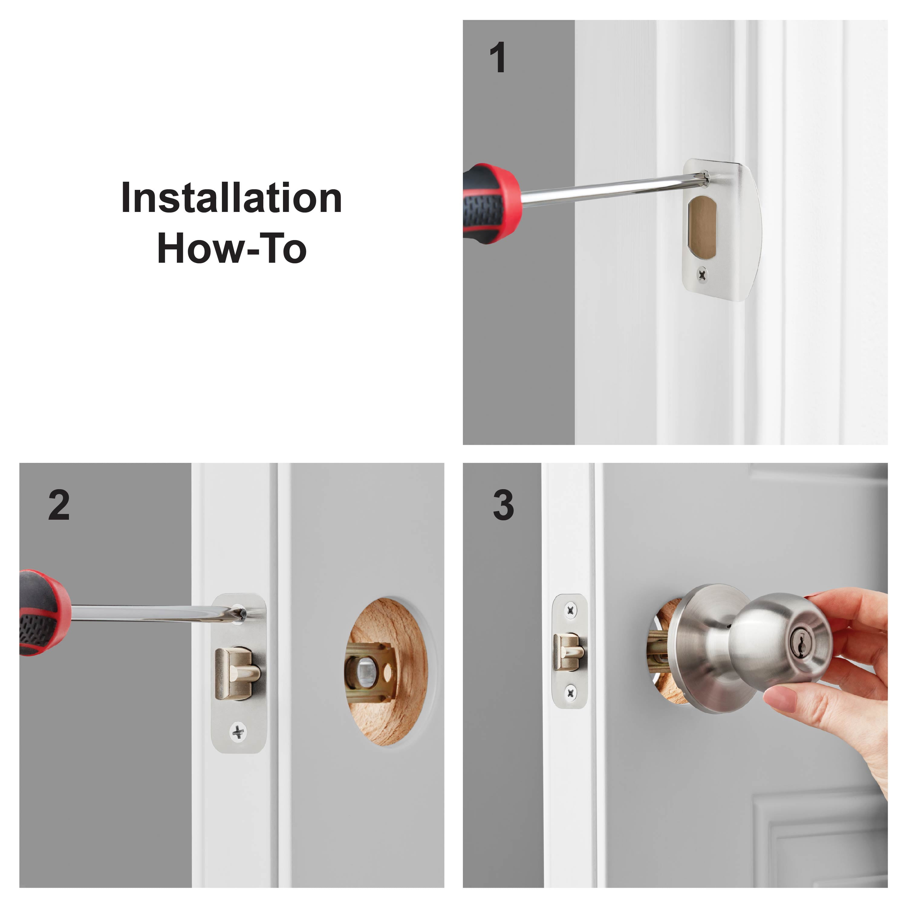(4 pack) Hyper Tough Keyed Entry Ball Locking Doorknob Stainless Steel Finish
