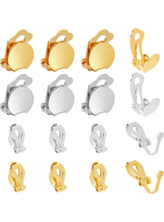 QYAJS 2pairs Earring Clip Backs Clip-On Earring Converter Components Findings with Post for None Pierced Ears Gold with Pads