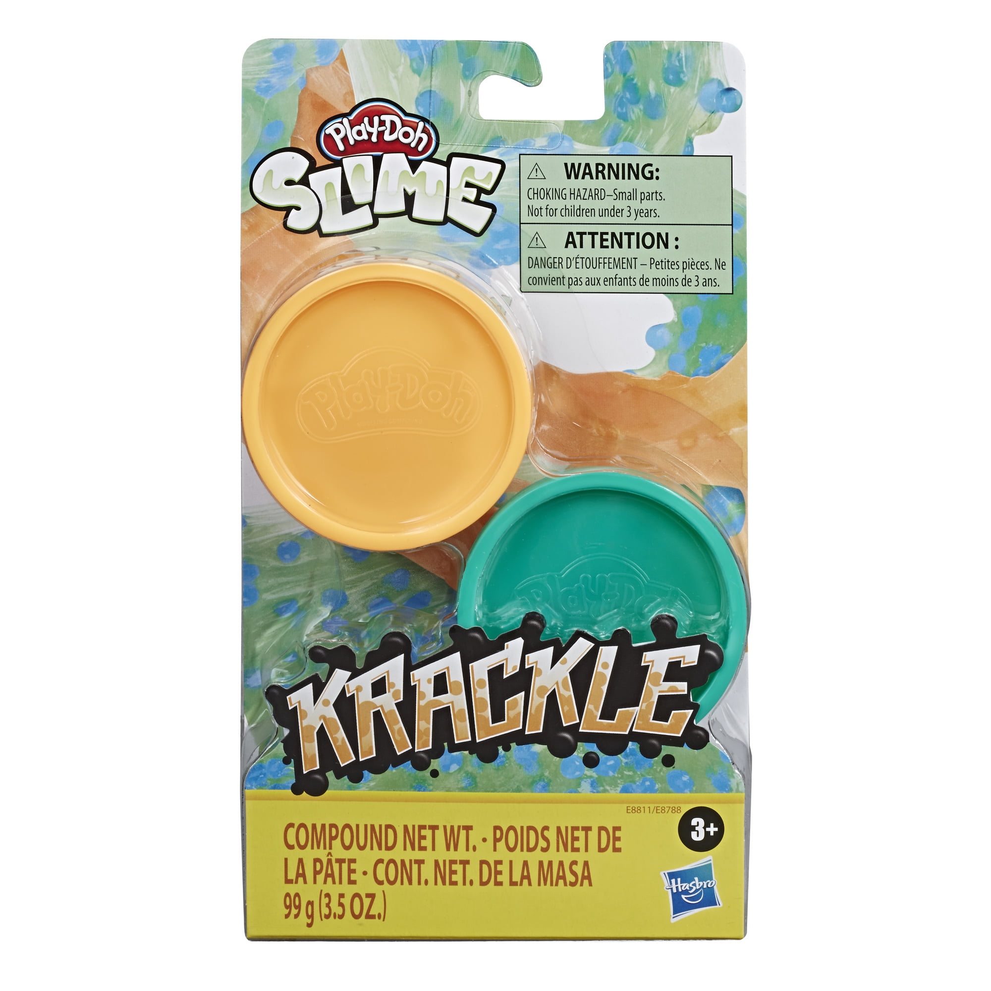 Play-Doh Slime Krackle Slime, Orange and Green 2-Pack with Beads (3.5 oz) - Walmart.com