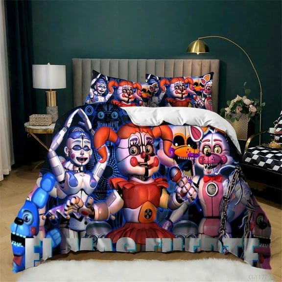 3D Printed Five Nights at Freddy's Bedding Set 3 Pieces Comfy Soft Duvet Cover Set Comforter Cover with Zipper Closure