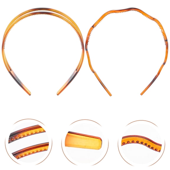 FONDOTIN 2Pcs Womens Headbands Coffee Color Thin Hairbands with Teeth for Outdoor and Workout Use
