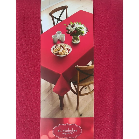 St Nicholas Square Red Glitter Tablecloth 70" Round