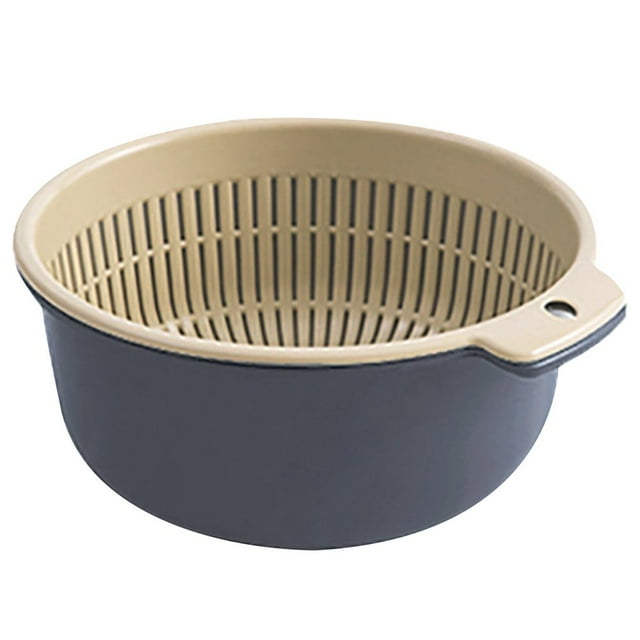 1 Set 2-In-1 Washing Strainer Bowl Separation Design PP Vegetable Cleaning Rice Strainer Kitchen Assistant