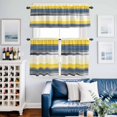 thumbnail image 2 of Abstract Stripe Kitchen Curtains Valances and Tiers Set of 3 Blue Yellow Grey Gradient Tier Curtains and Valance with Rod Pocket for Small Windows, 27.5"x24", 2 of 9