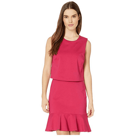 Nicole Miller Artelier FUCHSIA Ponte Pop Over Dress, US Medium