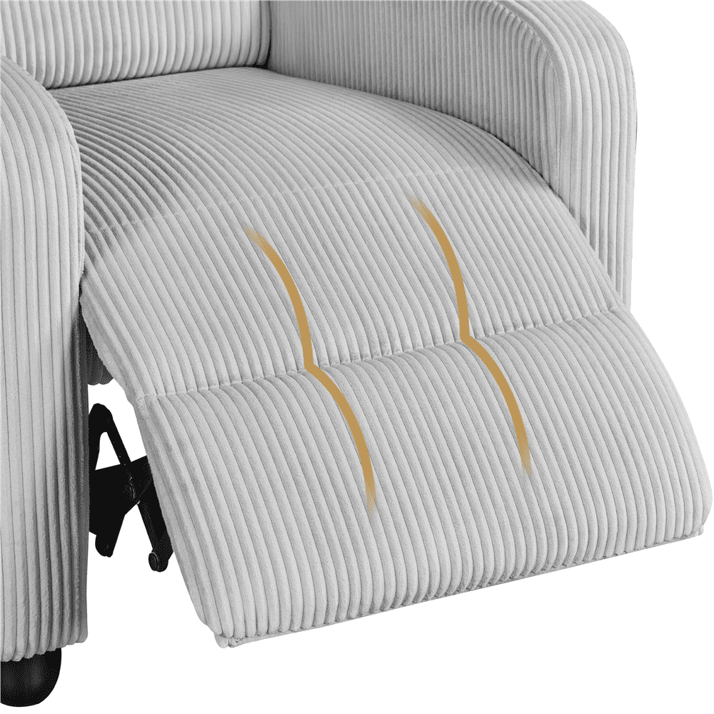 Renwick Corduroy Upholstered Adjustable Recliner Chair with Pocket Springs, Light Gray