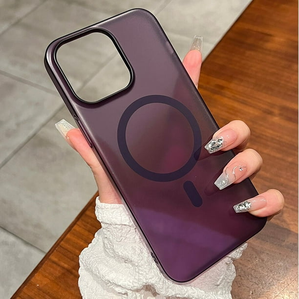 Funda transparente mate ultrafina de lujo para iPhone, 15, 14 Plus, 13, 12, 11 Pro Max, Magsafe, carga inalámbrica, cubierta dura transparente magnética