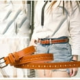 thumbnail image 3 of Clearance! Baberdicy Fashion Ladies Men Leather Belts Jeans Belt Hollow Lesisure Belts Khaki, 3 of 4