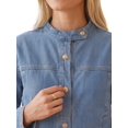 thumbnail image 5 of INSPIRE CHIC Women's Denim Jacket Casual Long Sleeves Washed Button Up Round Neck Jean Jackets Small Light Blue, 5 of 6