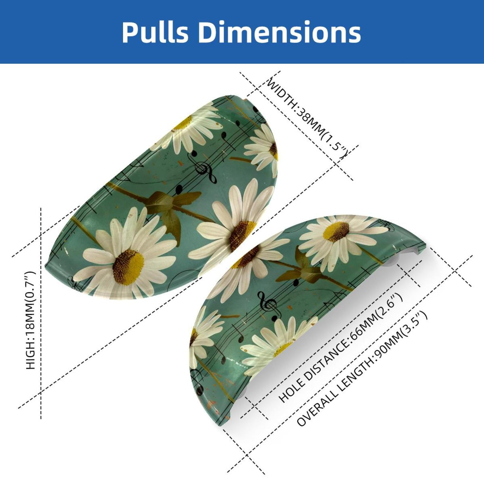 PhooArto 6 Pcs Cup Drawer Pulls, Vintage Daisy Music Notes Pattern Shell Shape Handles Cabinet Knobs for Dresser Cupboard Closet Wardrobe with Screws