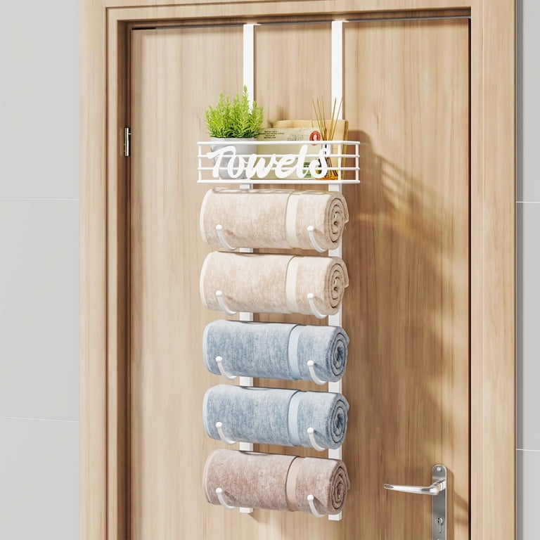 Bathroom Towel Rack Holder 6-Tier Over The Door Wall Mount