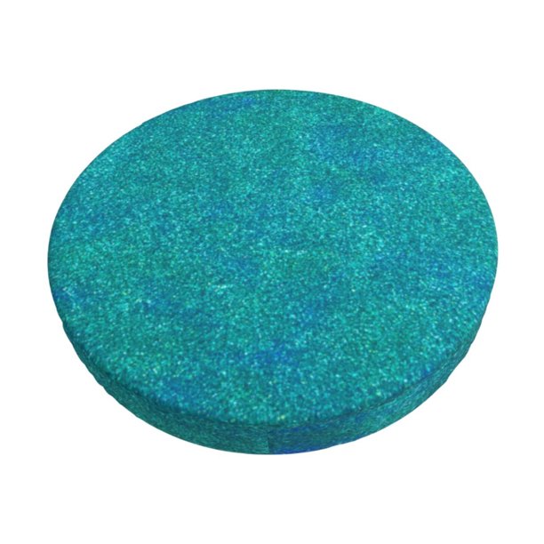 Disketp Blue Green Glitter Funda Redonda para Taburete, Funda de Cojín para Silla de Bar Suave y Elástica-13 inch