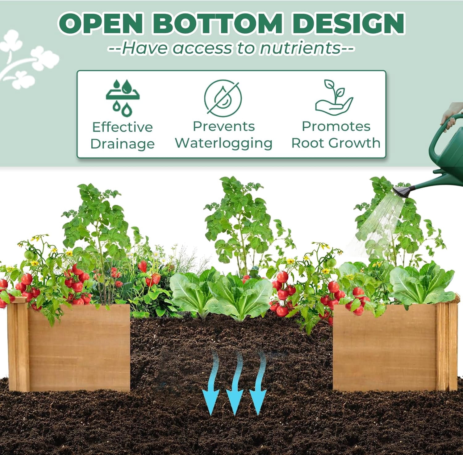 Petsblublu Wooden Raised Garden Bed 8x2ft Outdoor Planter Box for Gardening, Brown