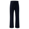 thumbnail image 4 of Women's cotton and linen leggings, high-waisted, casual, loose-fitting, straight-leg with pockets., 4 of 9